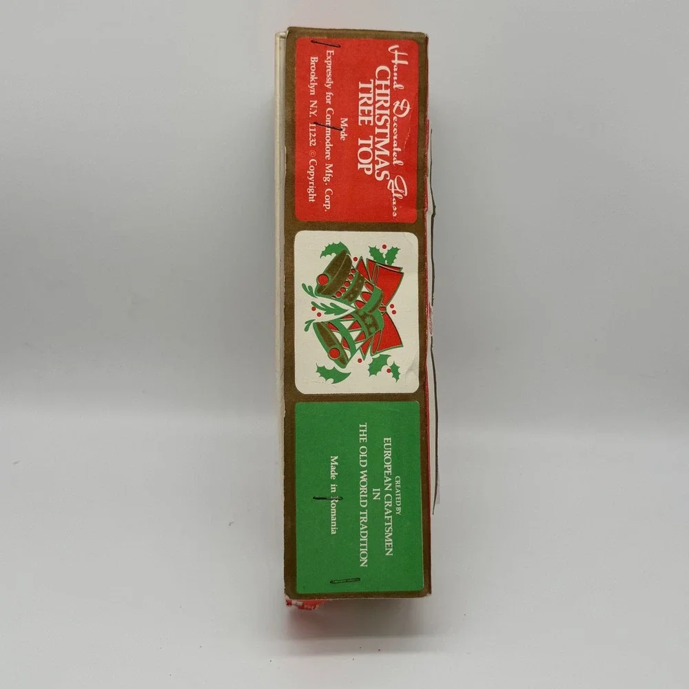 Vintage Commodore Glass Christmas Tree Topper Pink Triple Indent Romania  7220